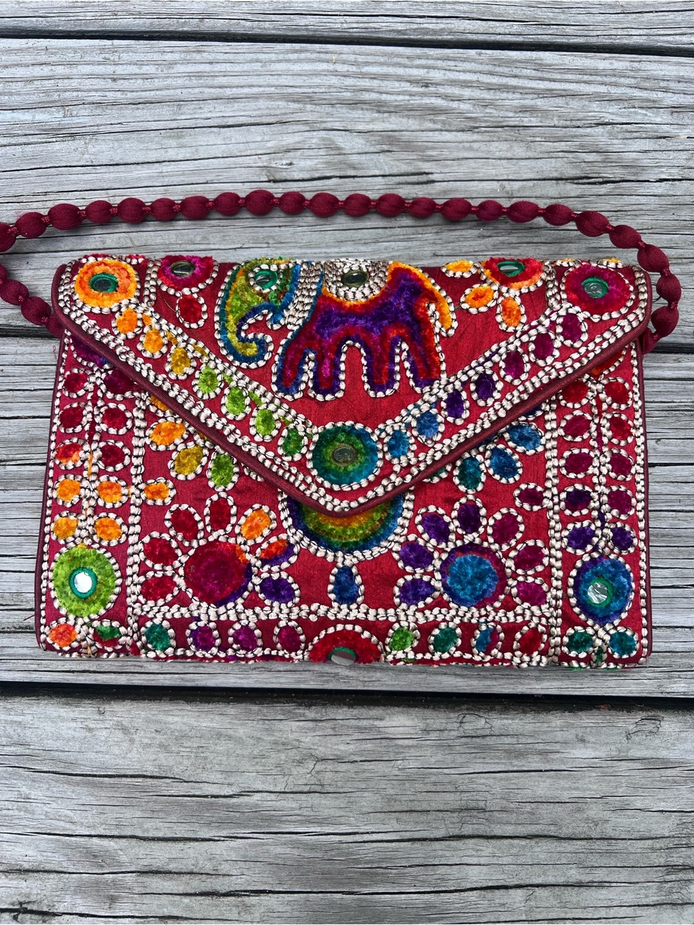 Rajasthani  Bohemian Embroidered Red Crossbody Clutch